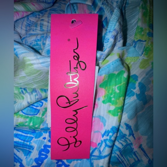 Lilly Pulitzer Lilly Loves DC Etta Short Sleeve V Neck tee shirt size Large NWT - Picture 11 of 11